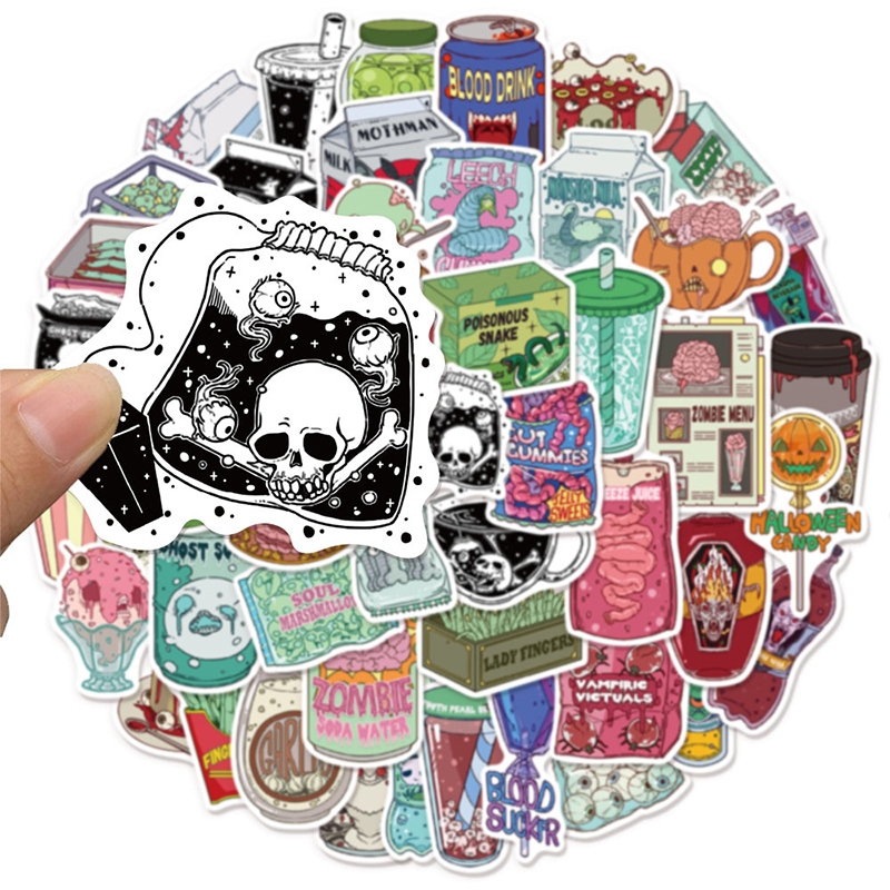 Zombie Snacks - 50 Adesivos de Vinil Impermeáveis de